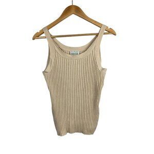 Coldwater Creek Beige Ribbed Tank Top L Silk/Cotton Blend